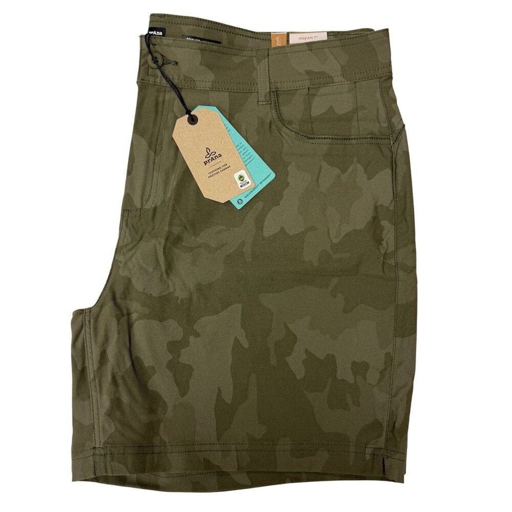 Prana Halle Shorts Plus II 20W/07 Sage Camouflage Green 7" Inseam Mid Rise‎